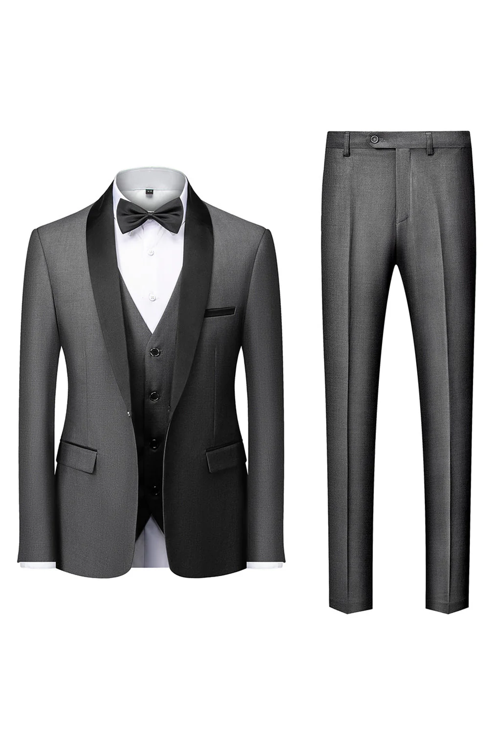Black 3-Pieces Shawl Lapel Slim Fit Men's Suits - Image 14