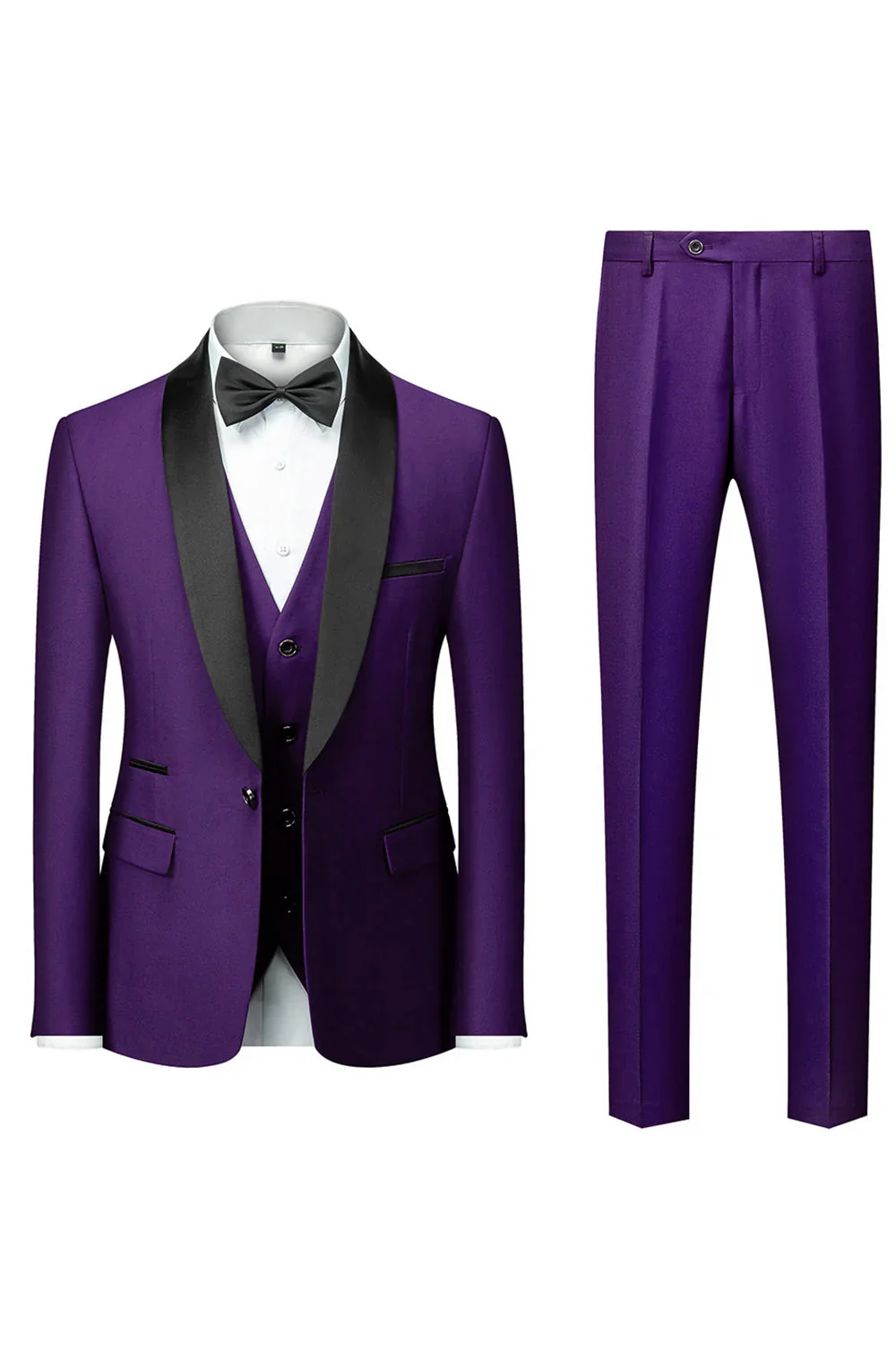 Dark Green Shawl Lapel One Button 3 Pieces Men's Wedding Suits - Image 25