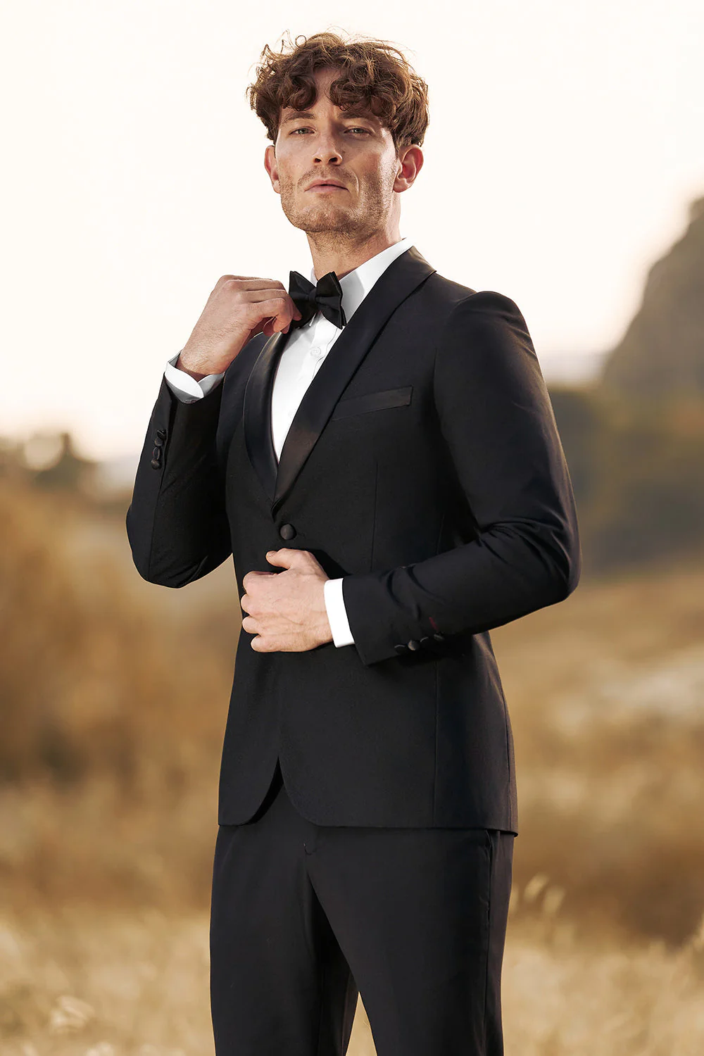 Black 3-Pieces Shawl Lapel Slim Fit Men's Suits - Image 6
