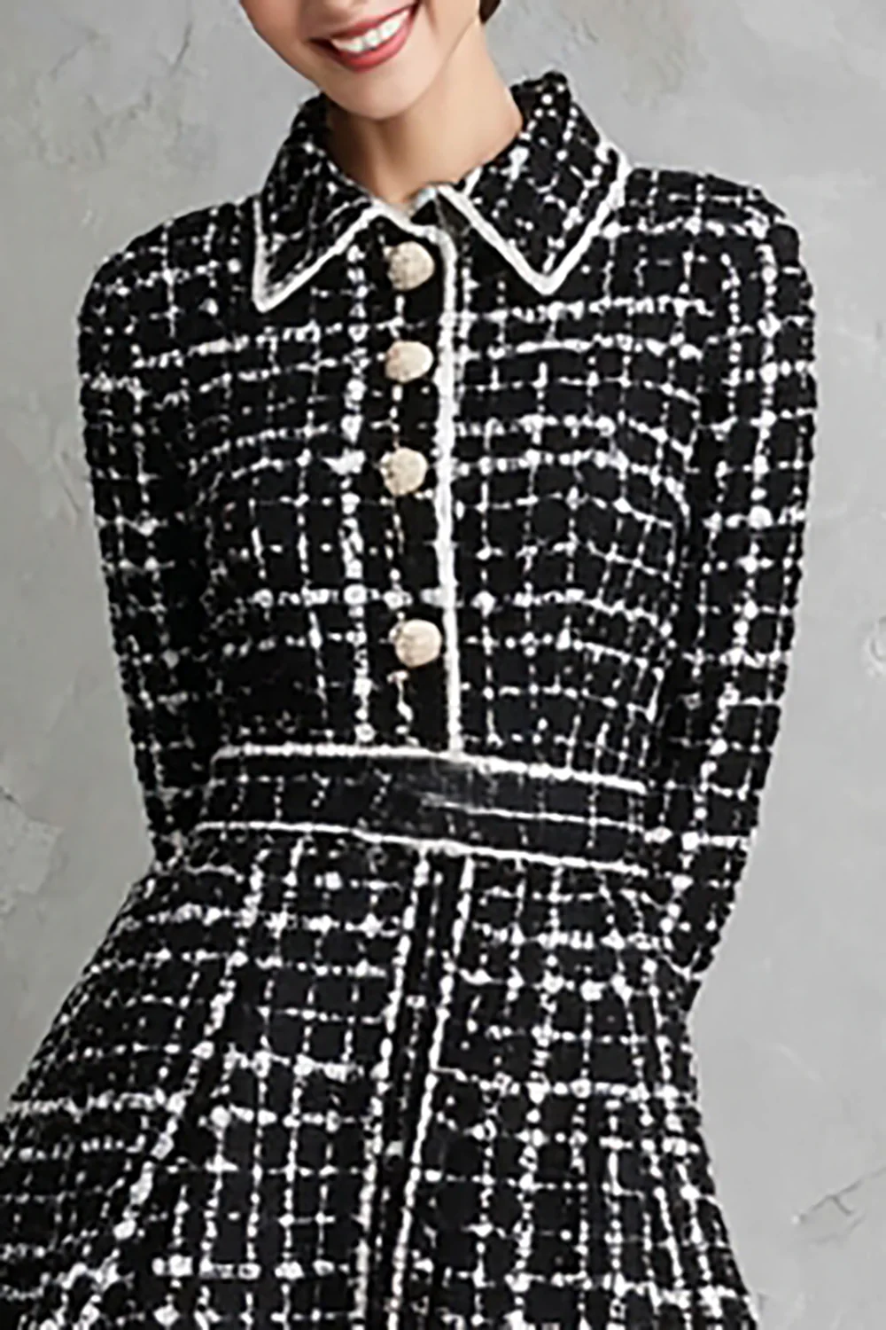 Black A Line Long Sleeve Striped Work Dress - Image 2