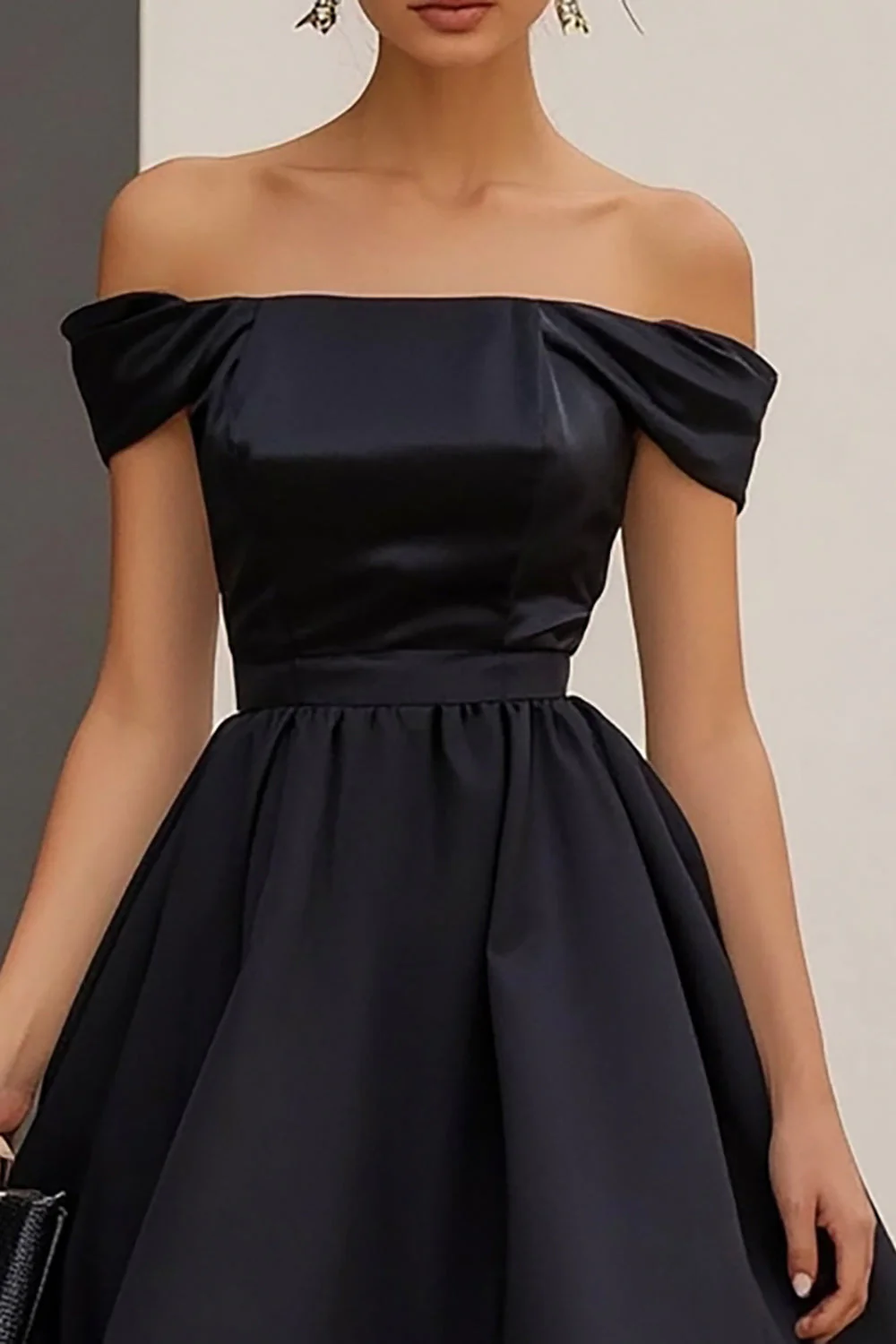 Black A Line Off the Shoulder Formal Dress - Image 2