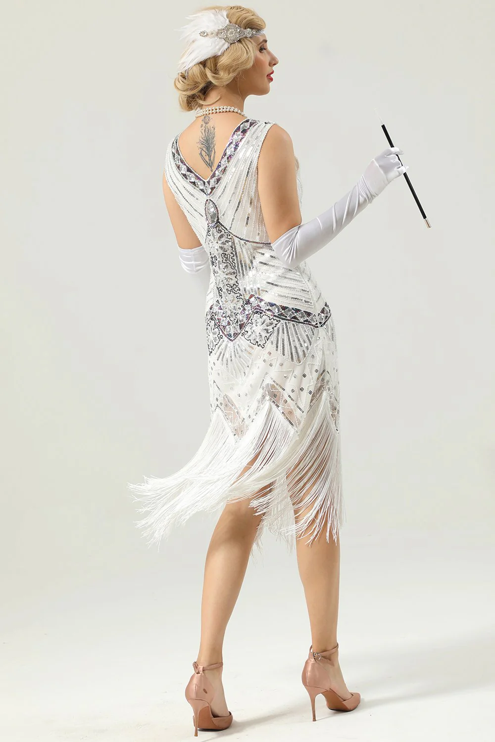 Black and Gold Sequin 1920s Dress - Image 7