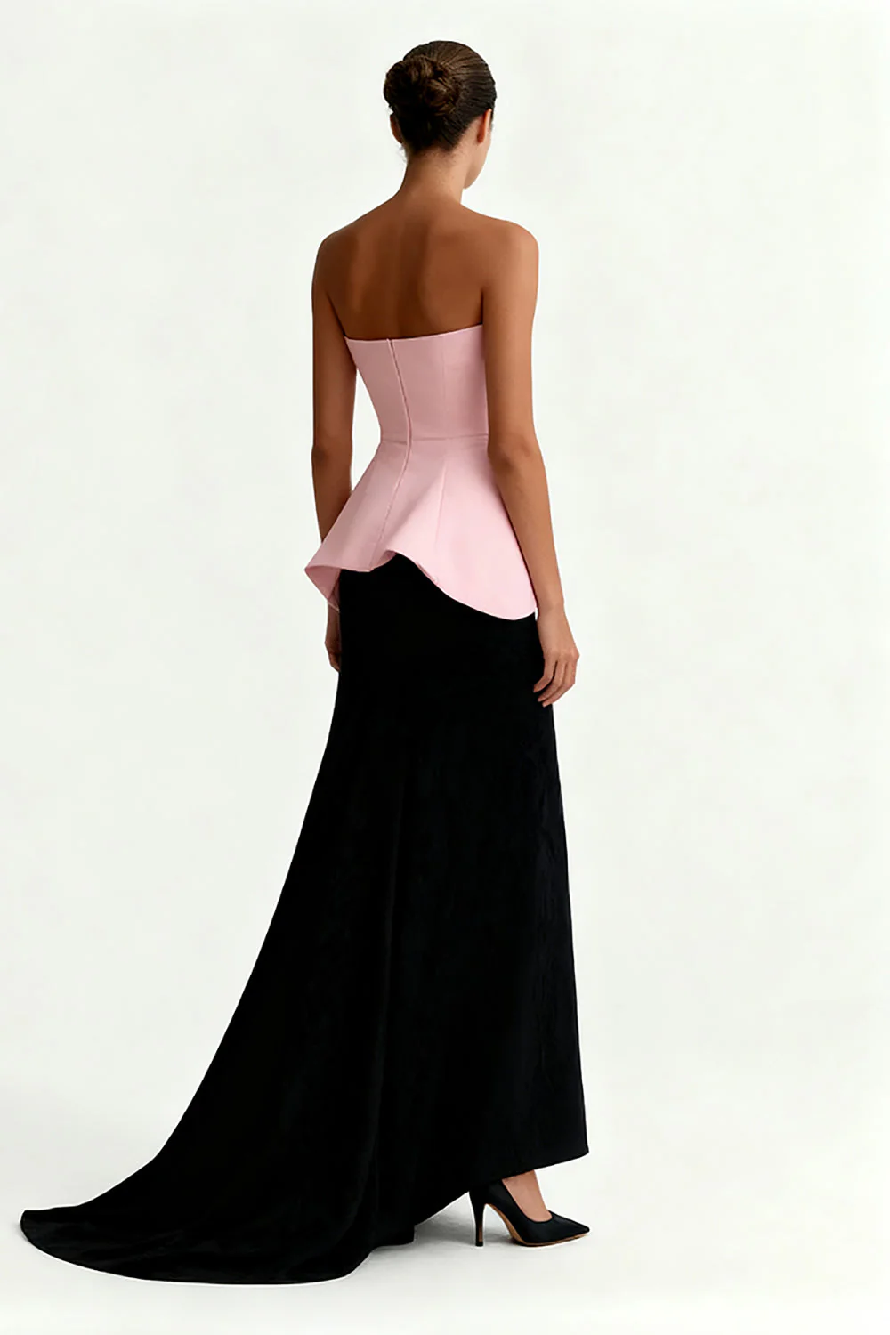 Black and Pink Strapless Sheath Long Formal Dress - Image 2