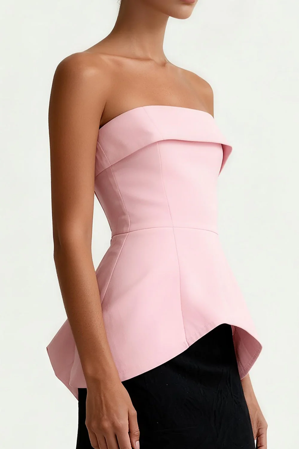 Black and Pink Strapless Sheath Long Formal Dress - Image 4