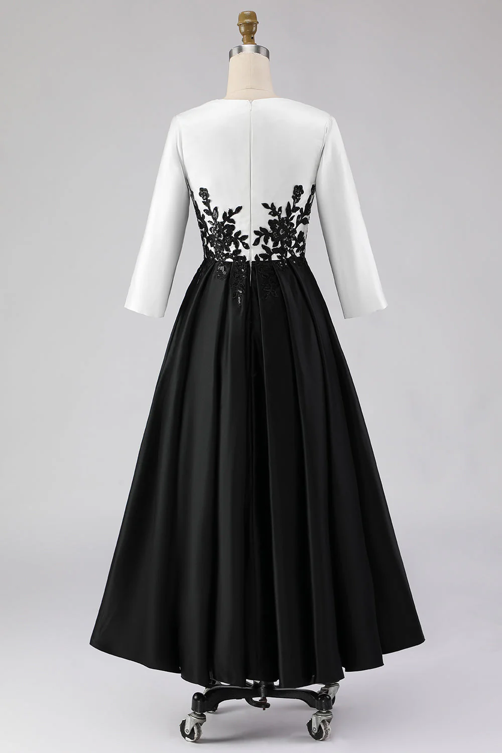 Black and White High Low A Line Mother of the Bride Dress wth Appliques - Image 2