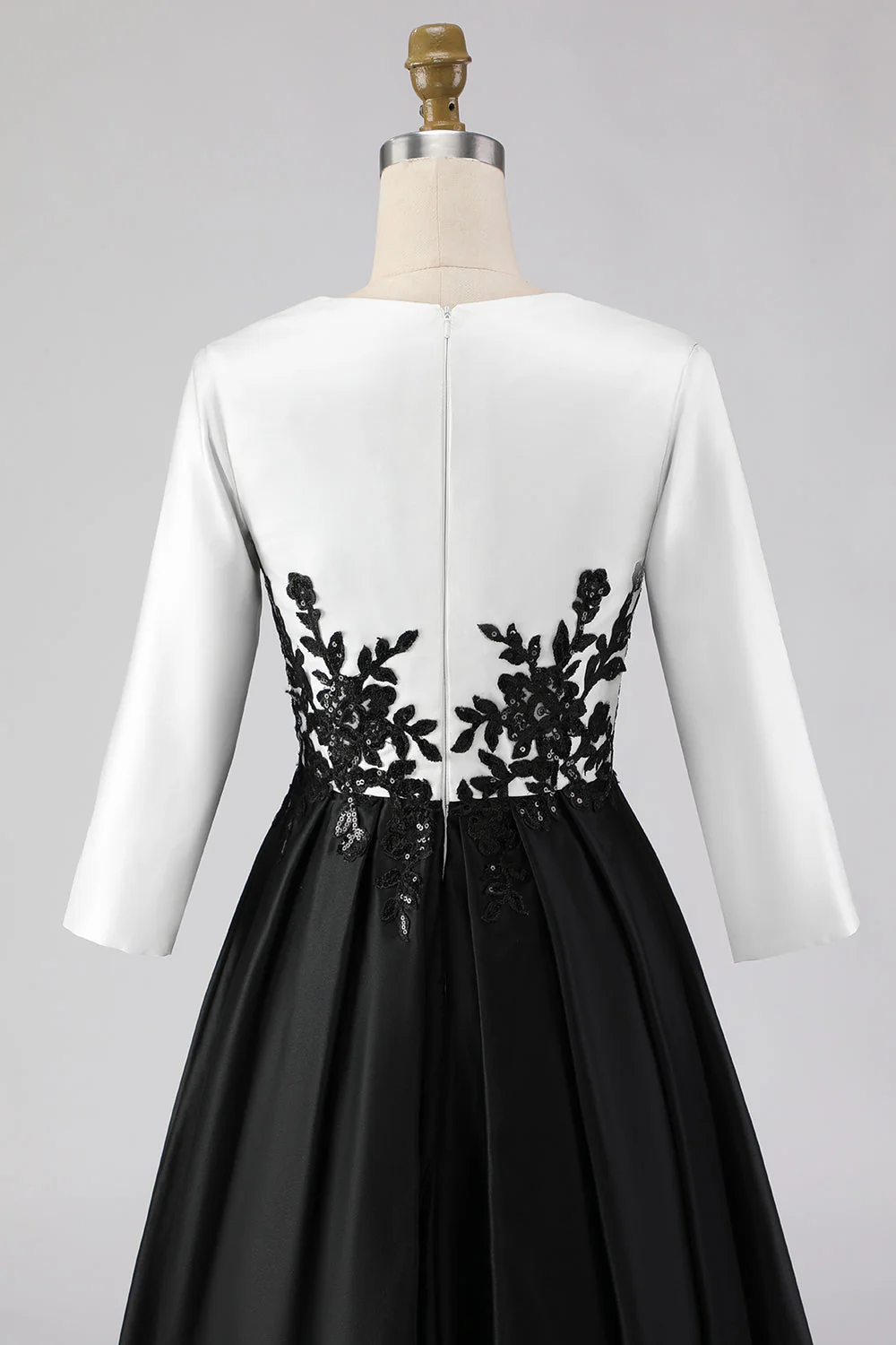 Black and White High Low A Line Mother of the Bride Dress wth Appliques - Image 8