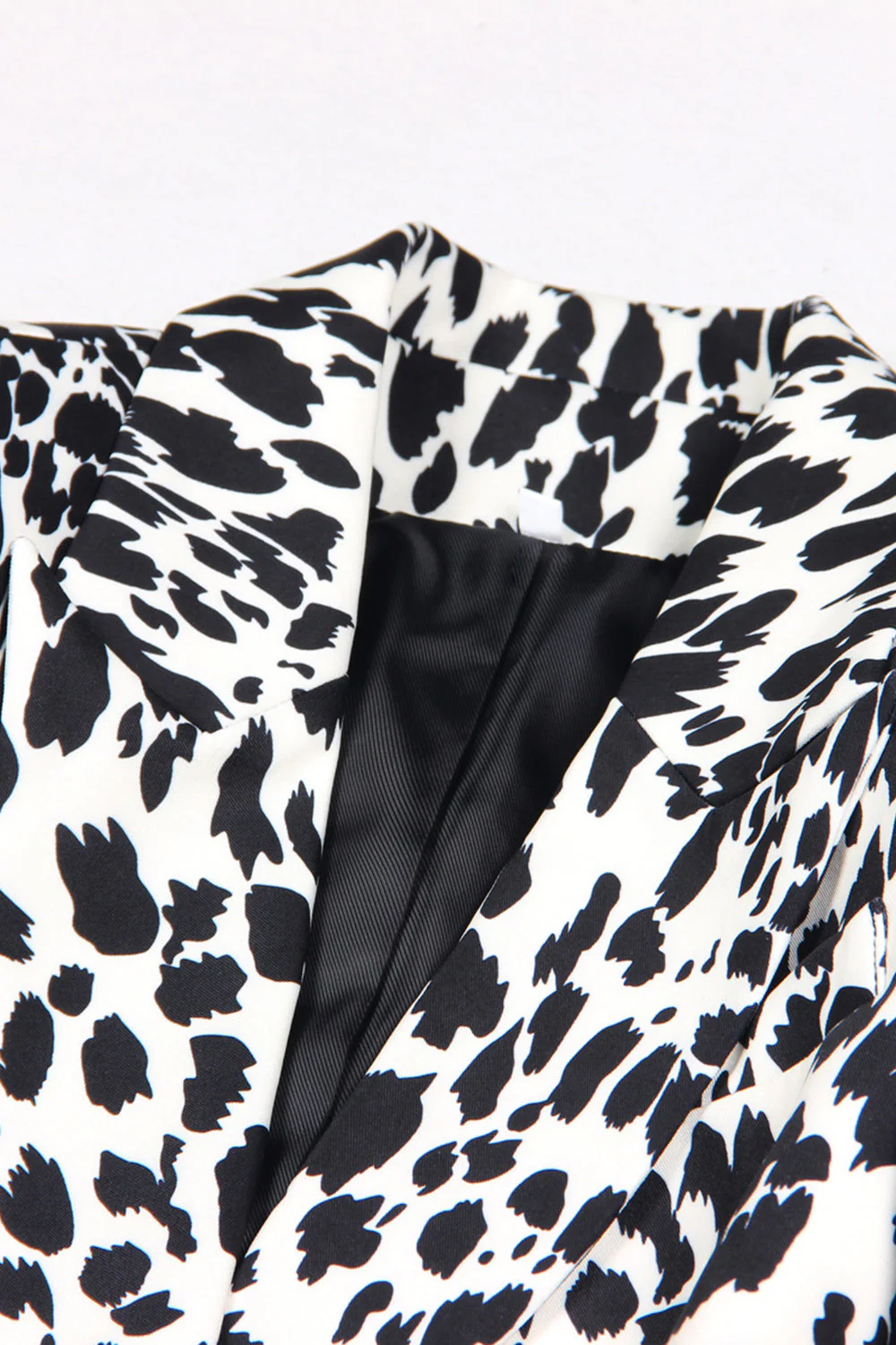 Black and White Leapard Pattern Peak Lapel One Button Women Blazer - Image 3
