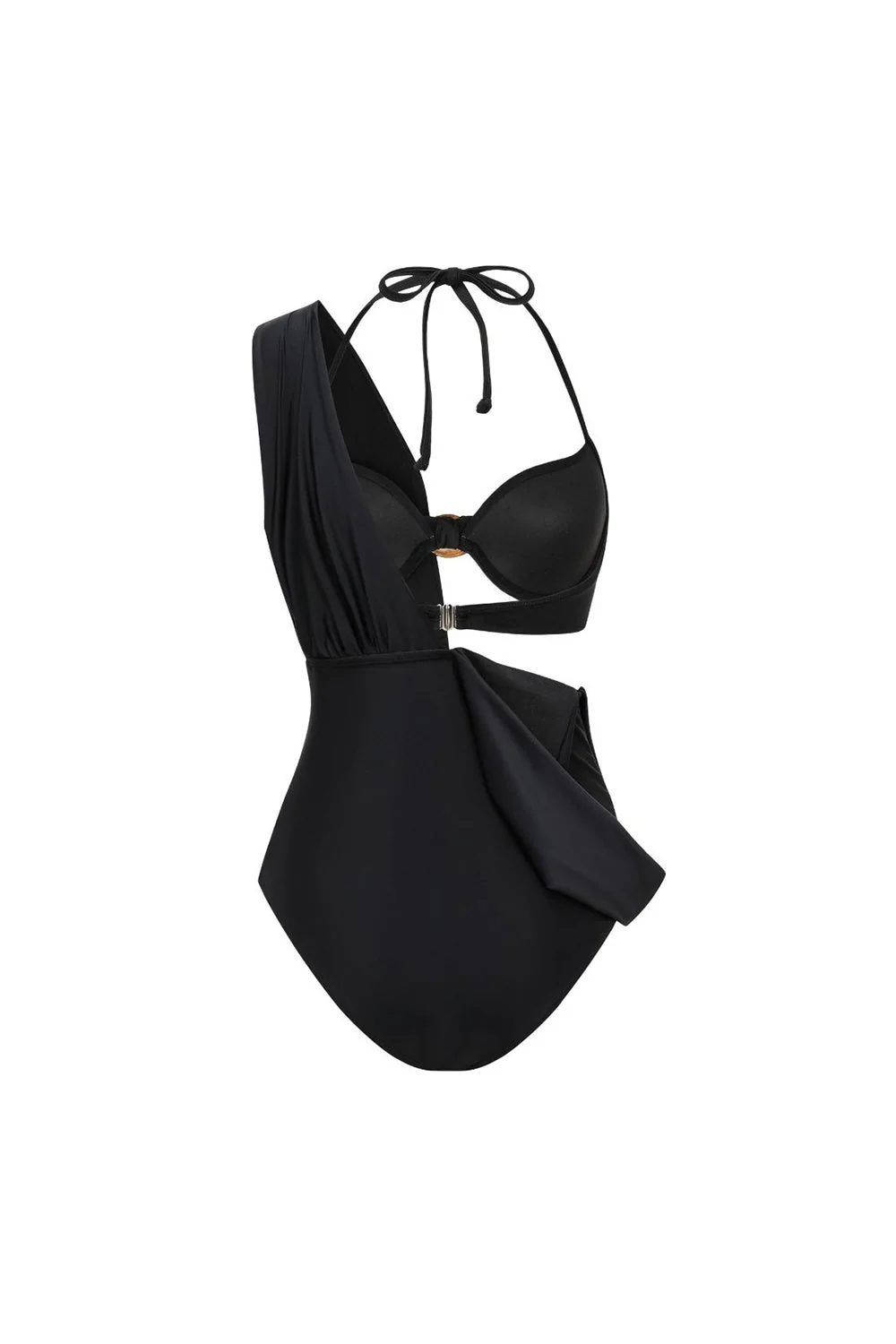 Black Convertible 3 Piece Halter Swimsuit with Cover Up - Image 3