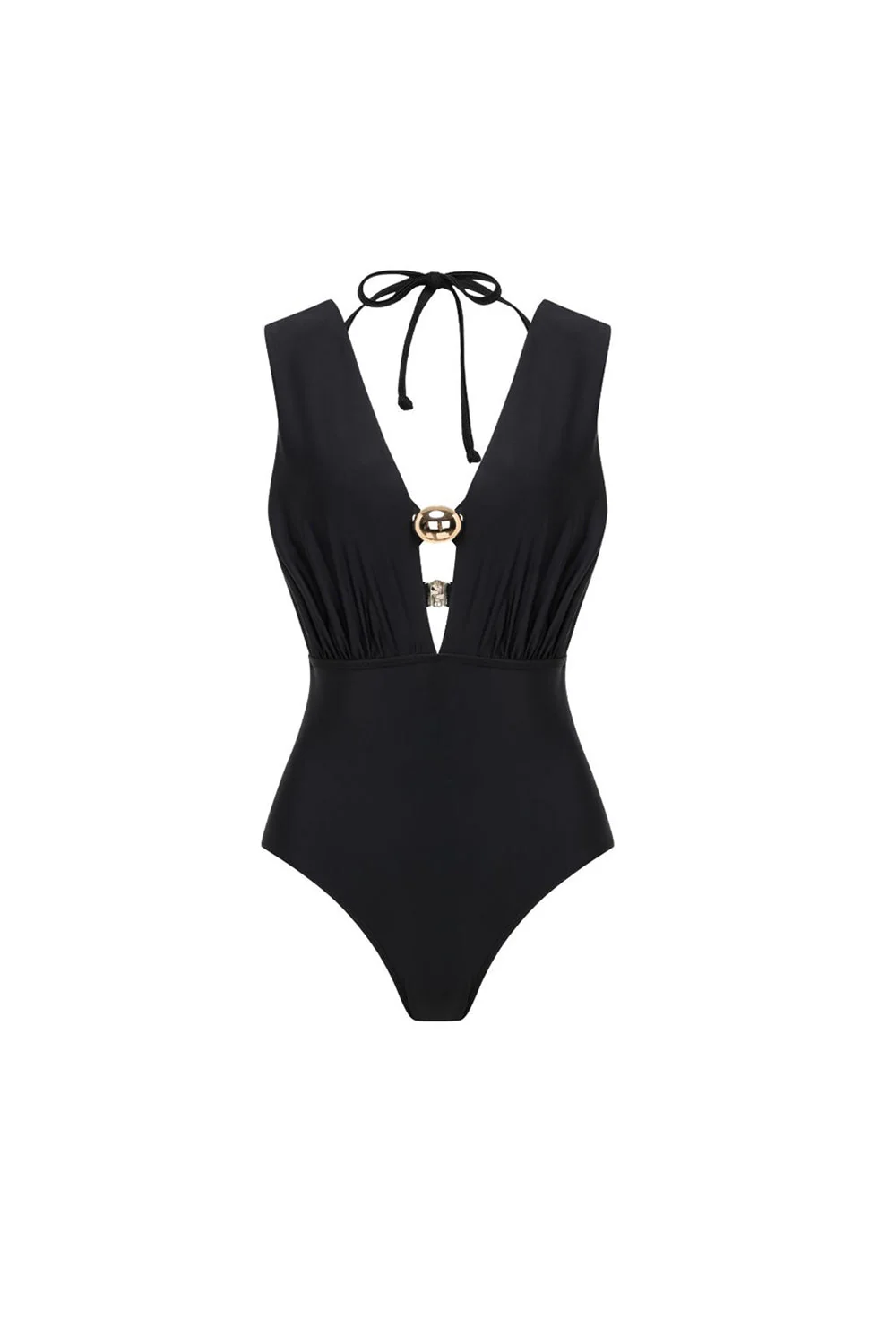 Black Convertible 3 Piece Halter Swimsuit with Cover Up - Image 4