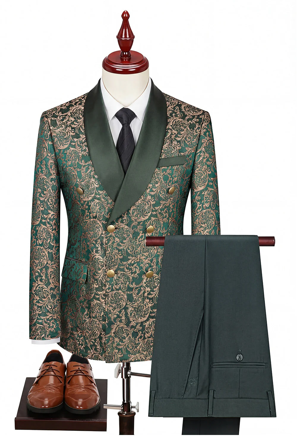 Black Double Breasted Shawl Lapel 3-Piece Men's Suits - Image 5