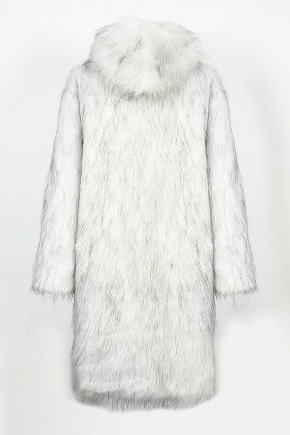 Black Faux Fur Long Warm Winter Men's Coat with Hood - Image 6
