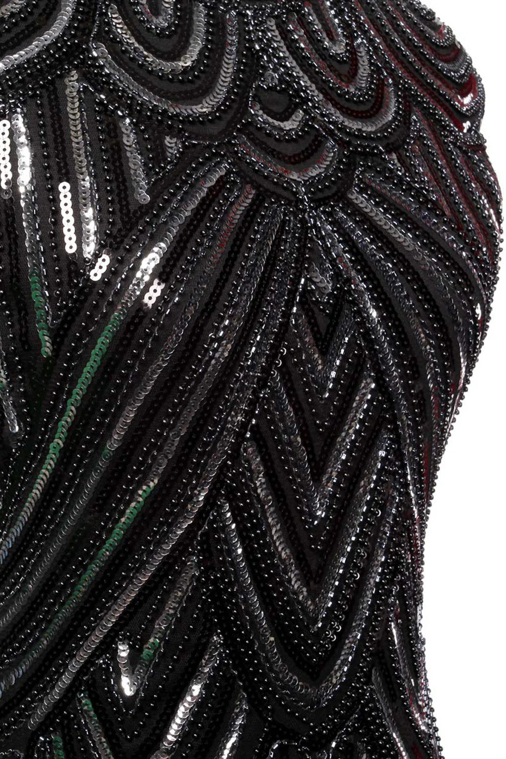Black Gatsby Glitter Fringe 1920s Dress - Image 3
