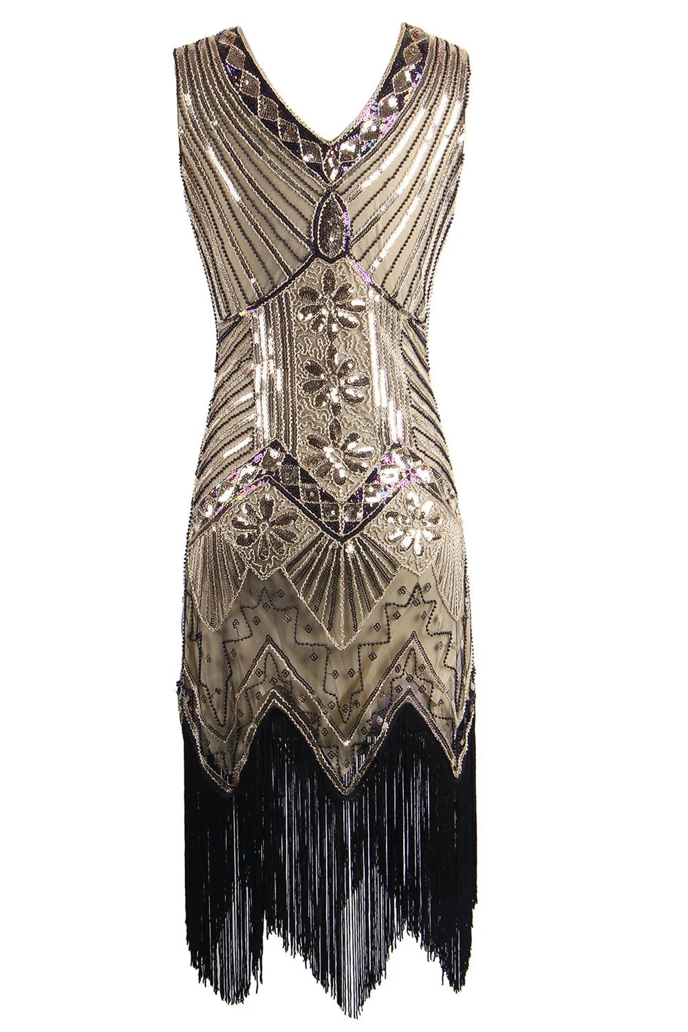 Black Glitter Fringe 1920s Flapper Dress - Image 4