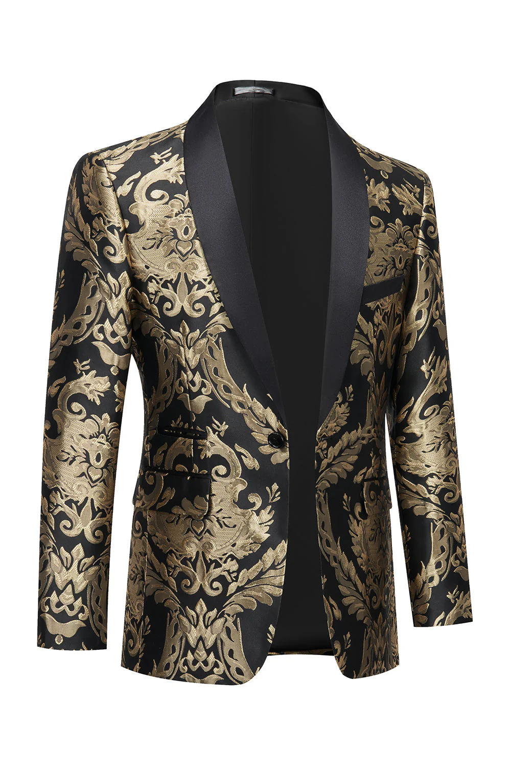 Black Golden Embroidery Men's Blazer - Image 3