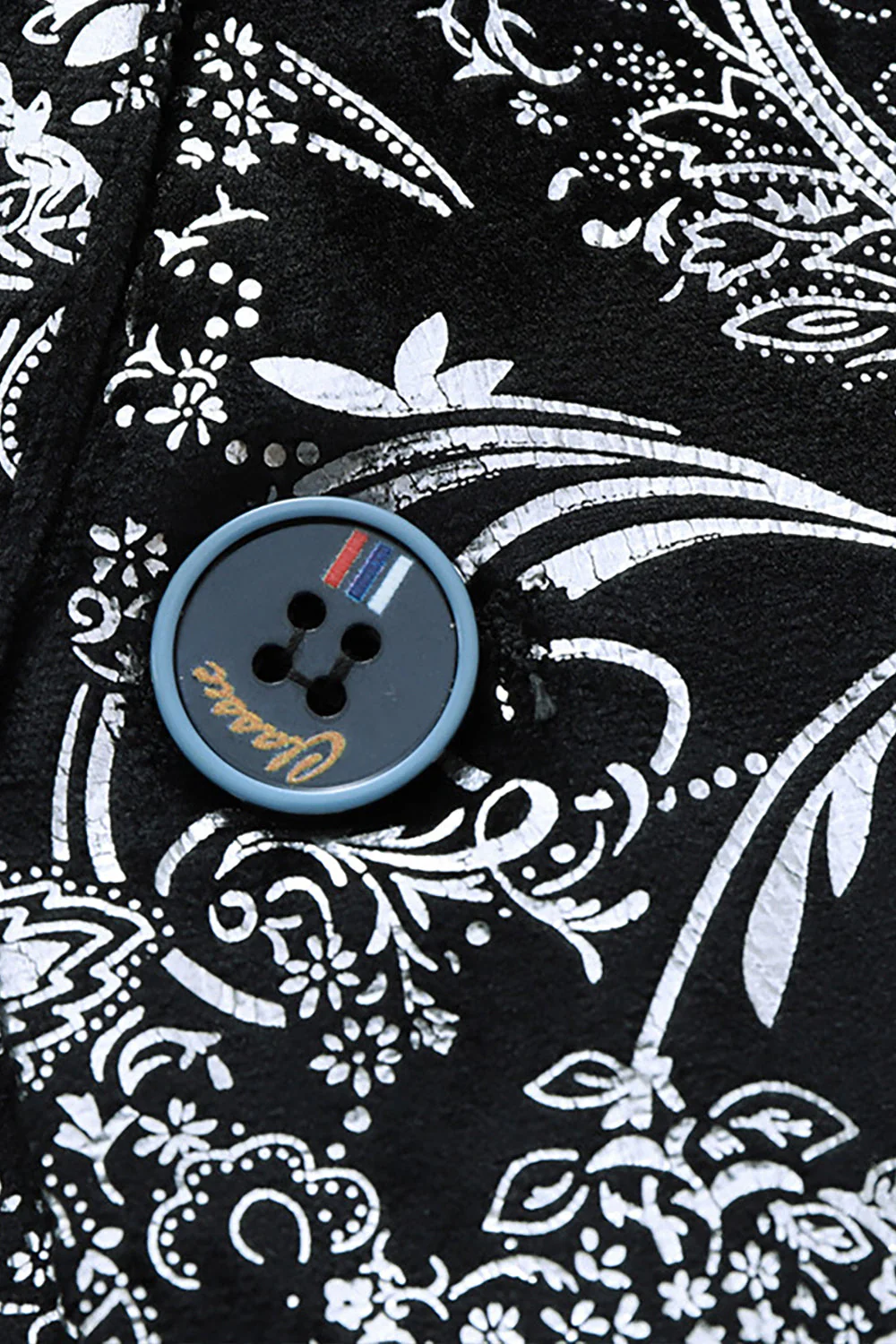 Black Golden Jacquard Shawl Lapel One Button Men's Tuxedo Blazer - Image 5