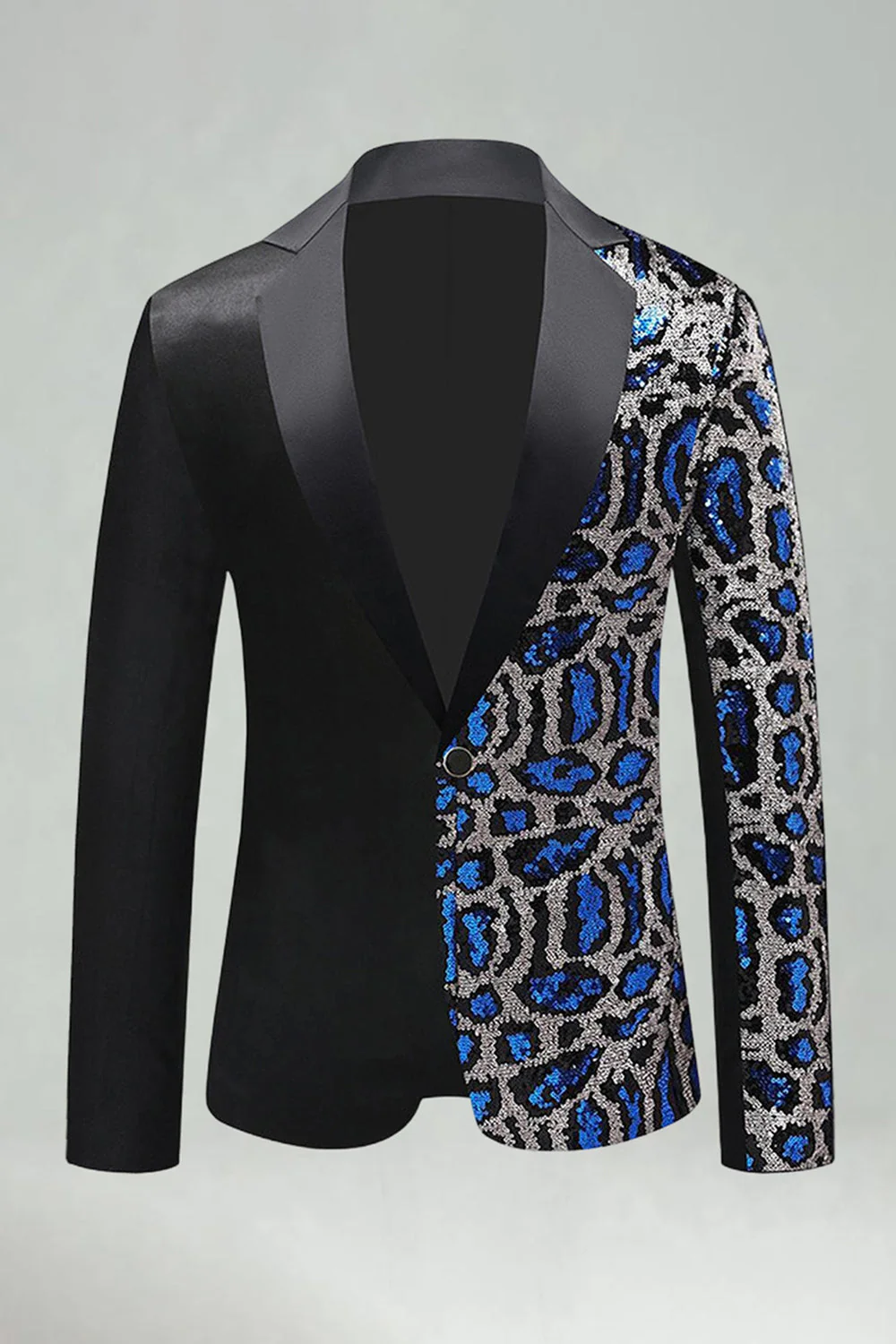 Black Golden Notched Lapel Sequin Men's Prom Blazer - Image 5