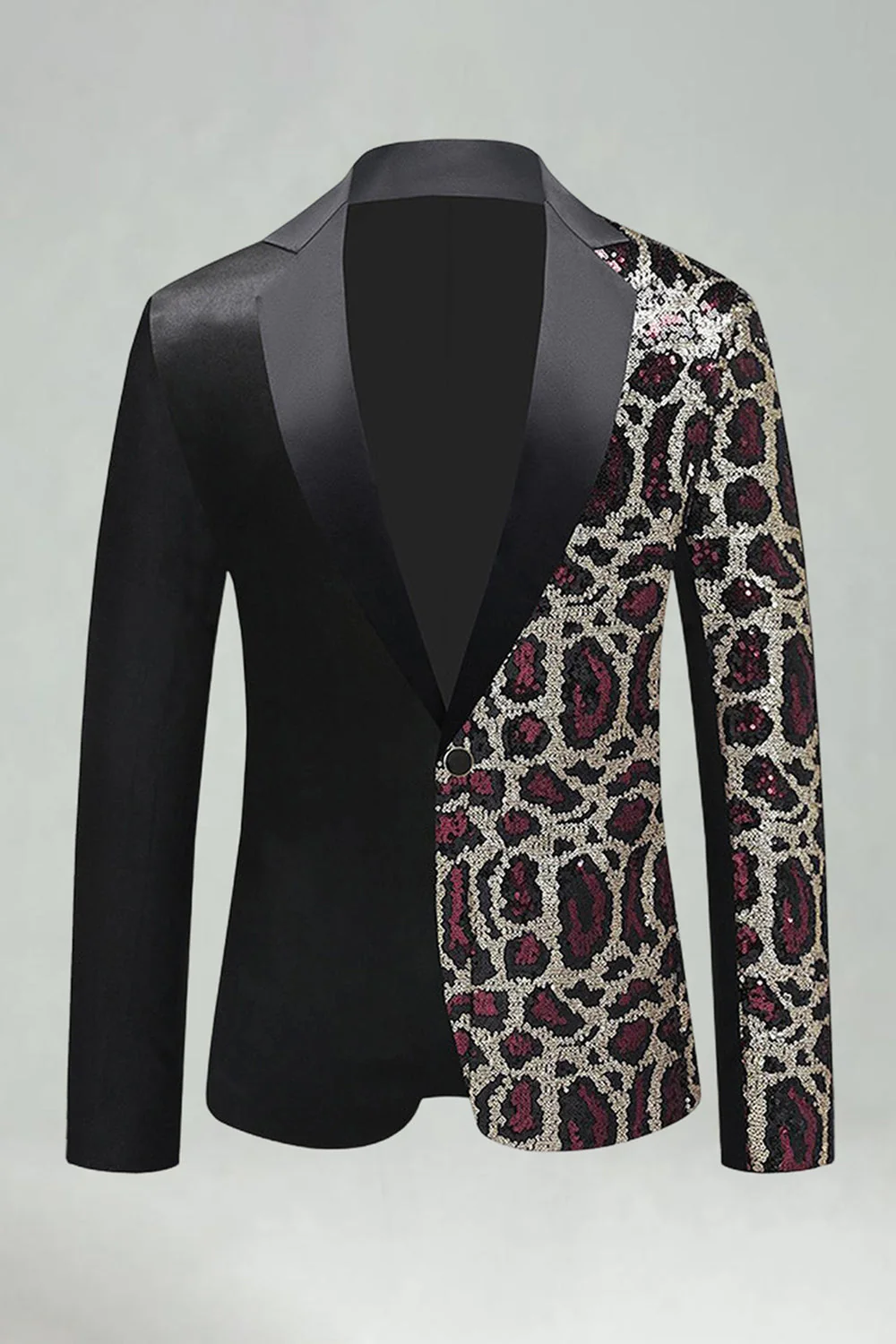 Black Golden Notched Lapel Sequin Men's Prom Blazer - Image 6