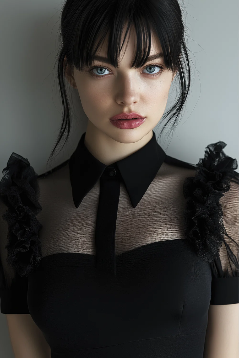 Black High Neck A Line Tulle Cocktail Dress - Image 3