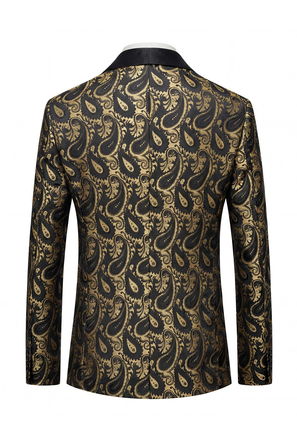 Black Jacquard Shawl Lapel Single Breasted Men's Blazer with Bowtie - Image 12