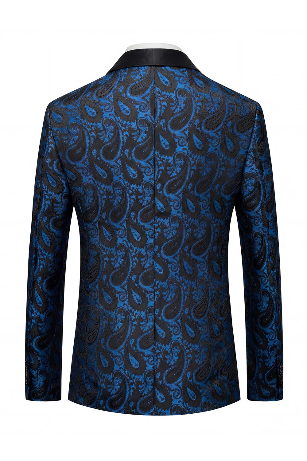 Black Jacquard Shawl Lapel Single Breasted Men's Blazer with Bowtie - Image 14