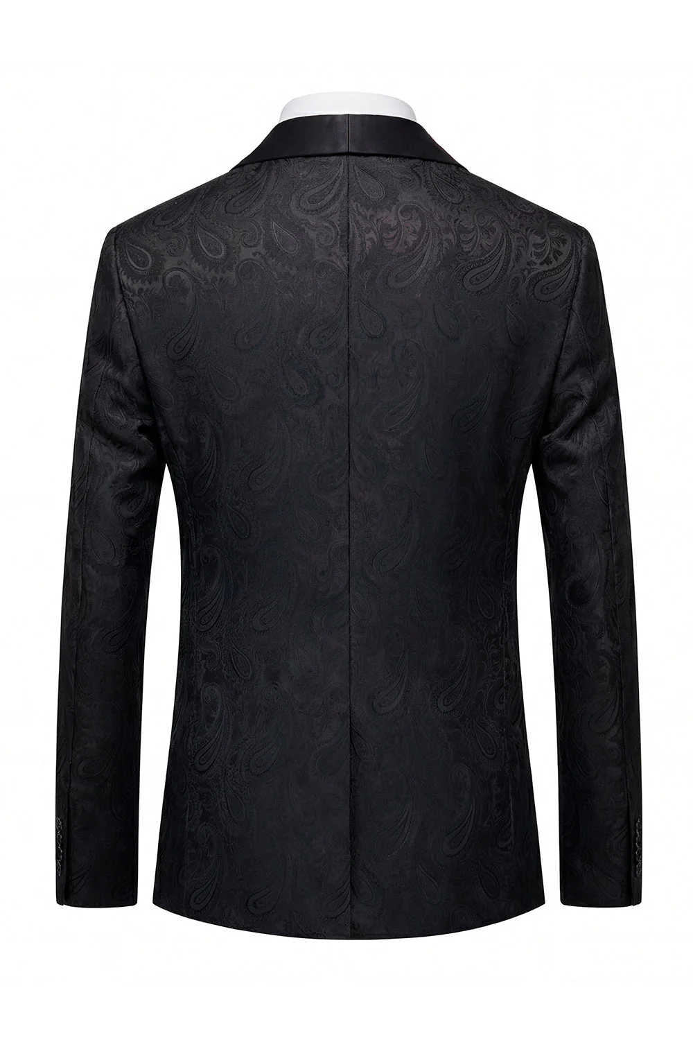 Black Jacquard Shawl Lapel Single Breasted Men's Blazer with Bowtie - Image 2