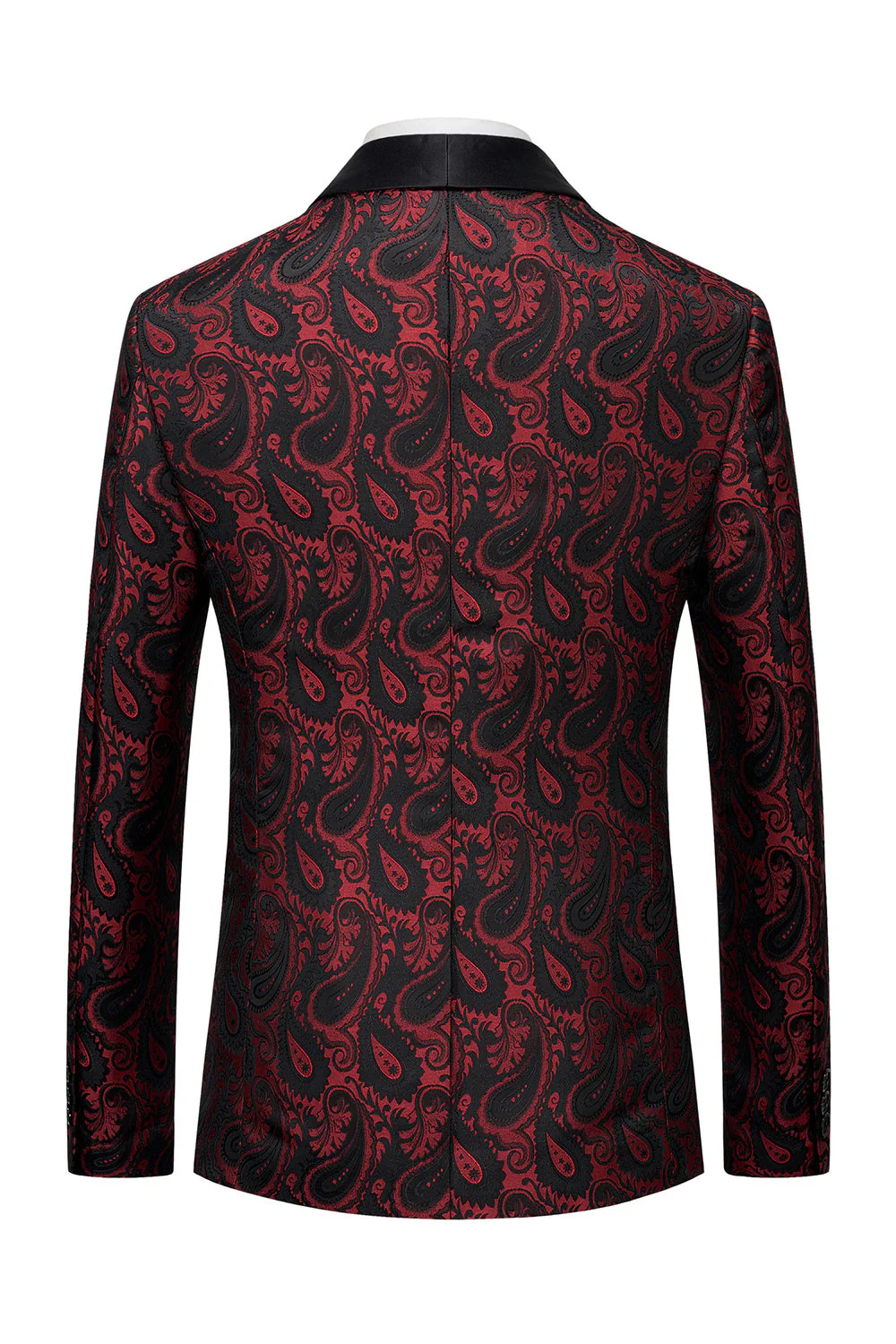 Black Jacquard Shawl Lapel Single Breasted Men's Blazer with Bowtie - Image 4