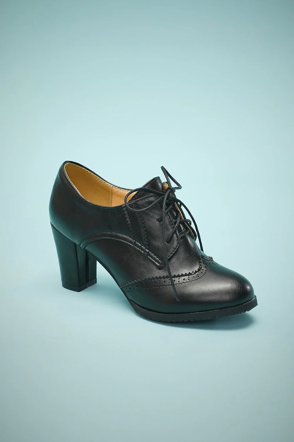 Black Leather Chunky Heels - Image 4