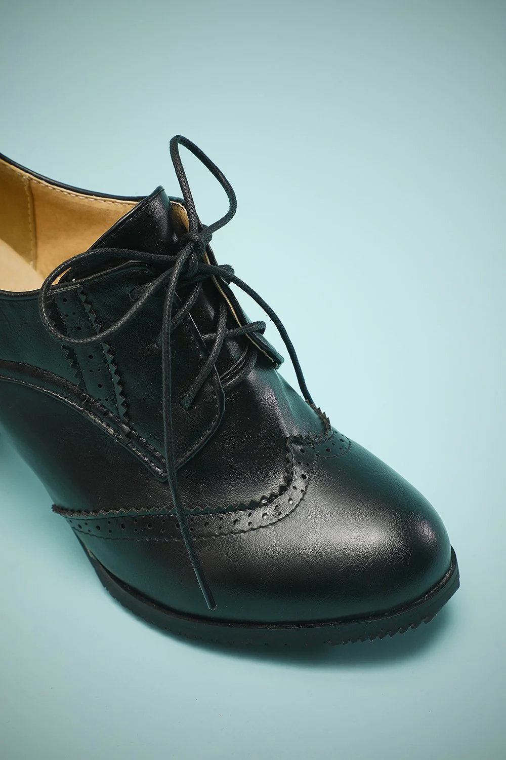 Black Leather Chunky Heels - Image 6