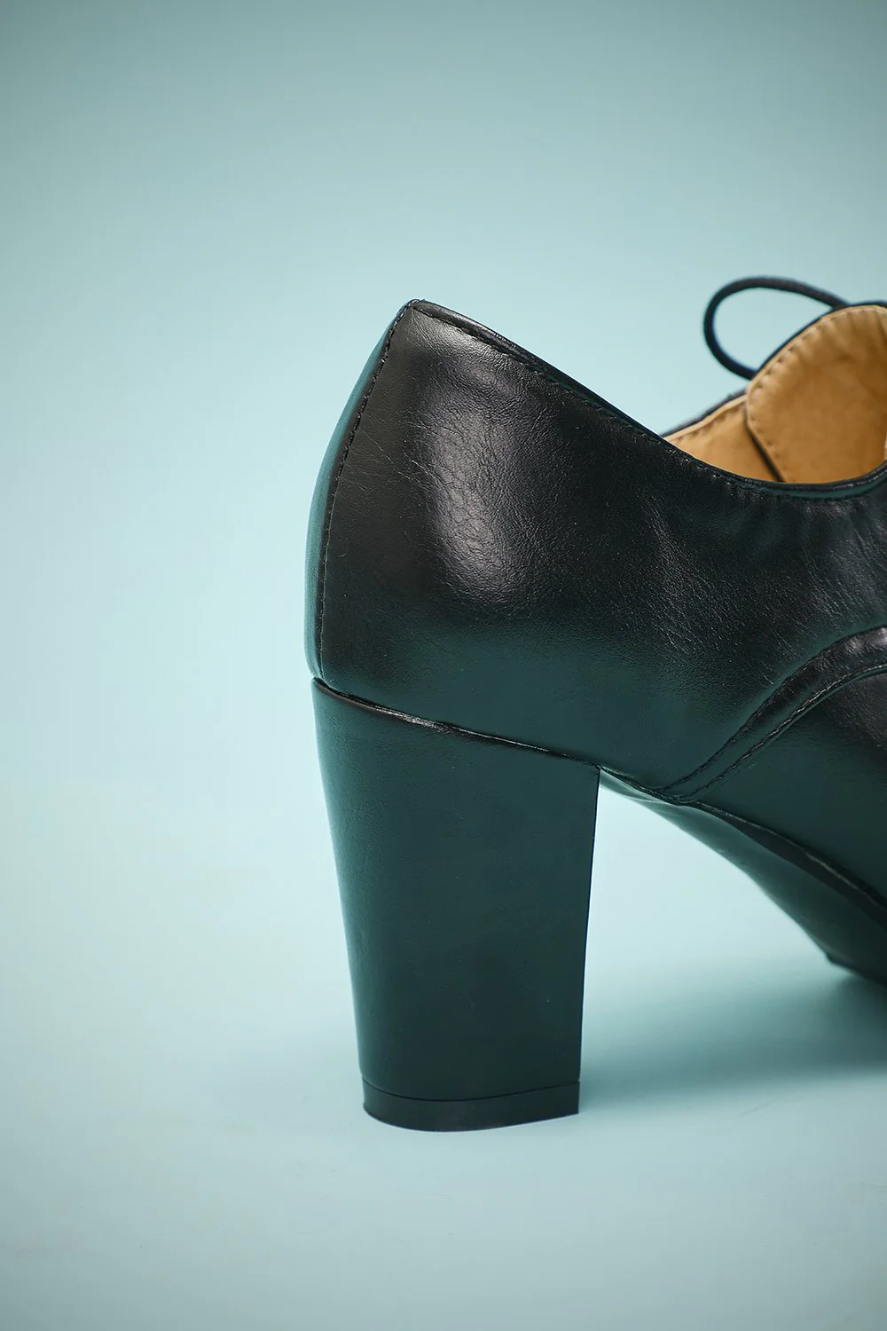 Black Leather Chunky Heels - Image 8