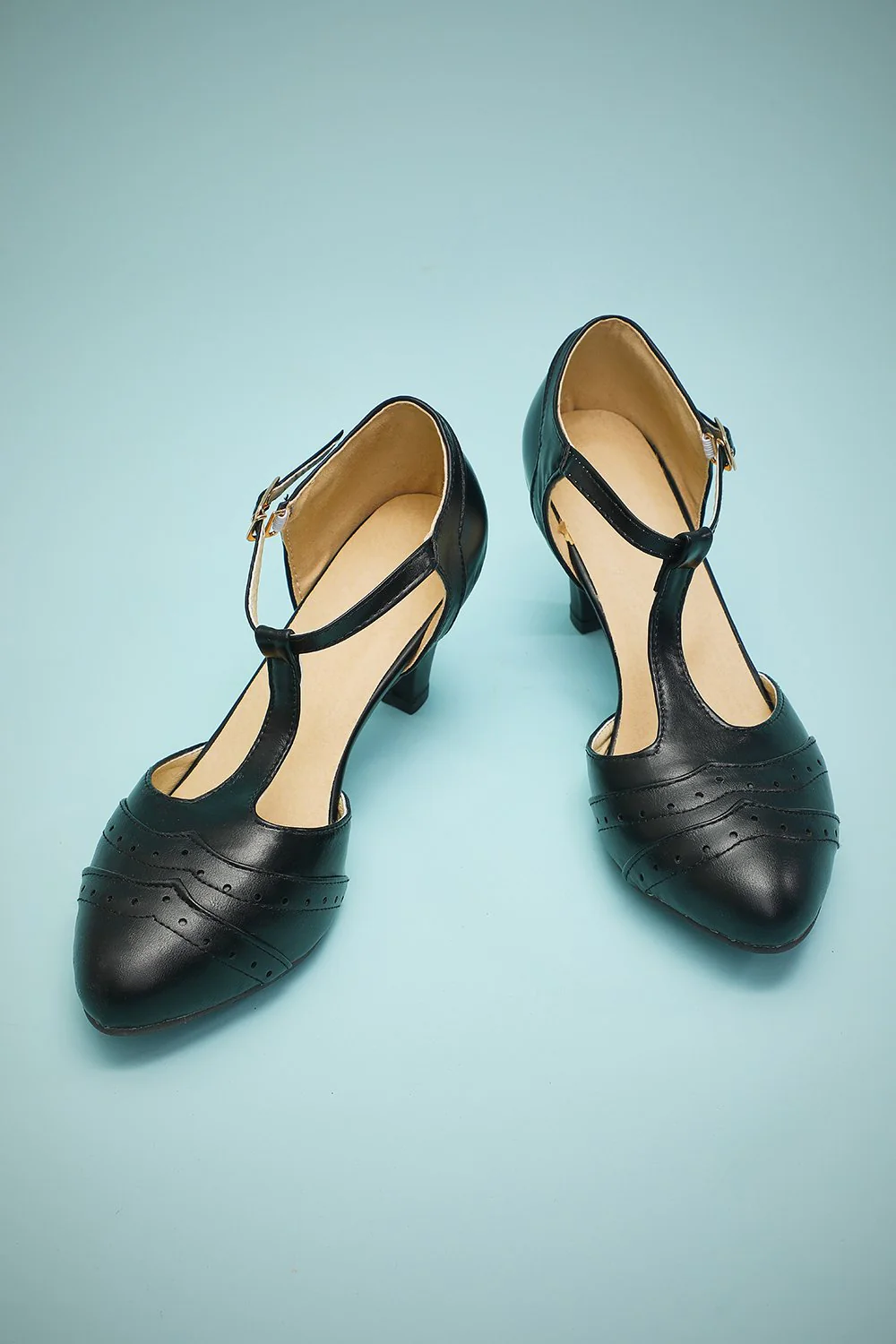 Black Leather Pointy Heels - Image 3
