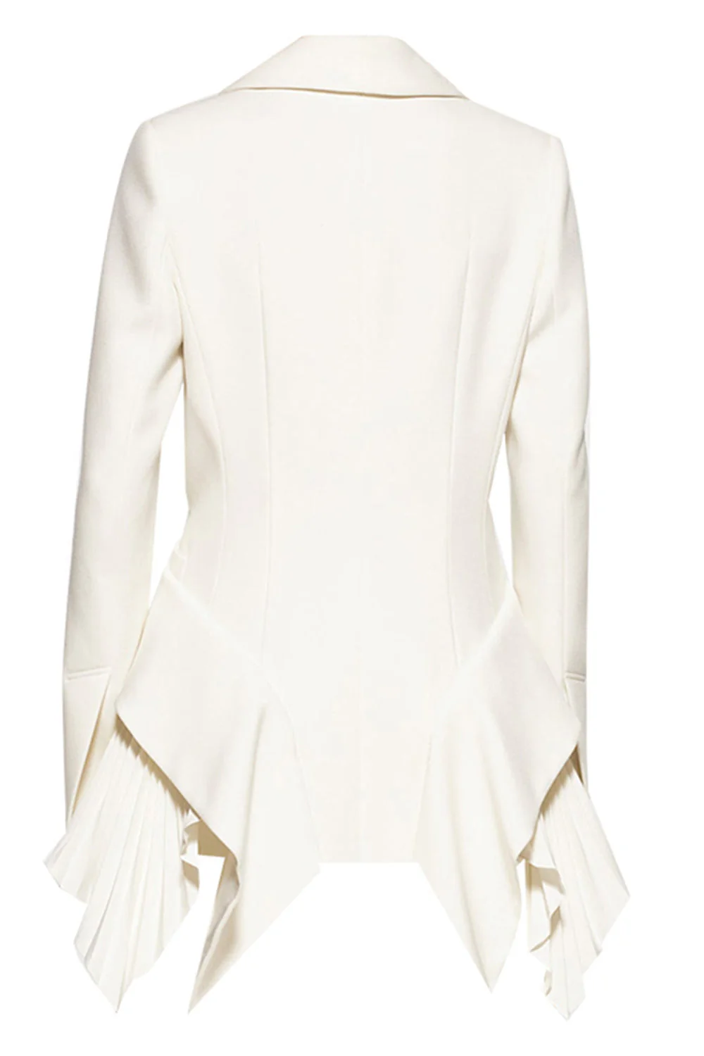 Black Long Sleeves Shawl Lapel Ruffled Women's Blazer - Image 4
