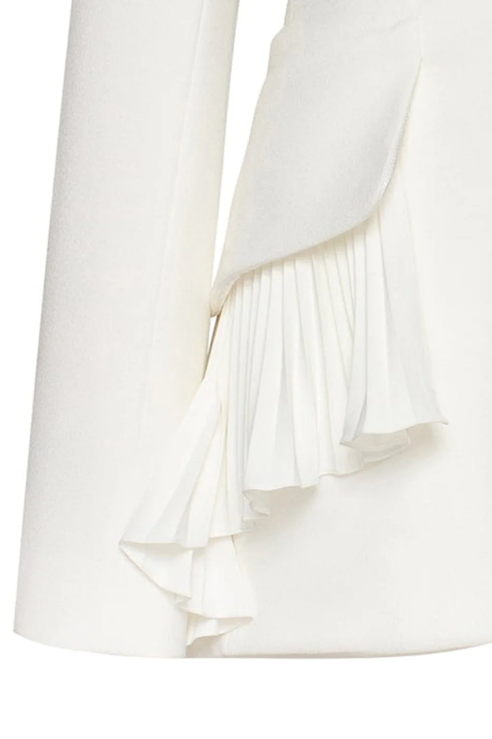 Black Long Sleeves Shawl Lapel Ruffled Women's Blazer - Image 5