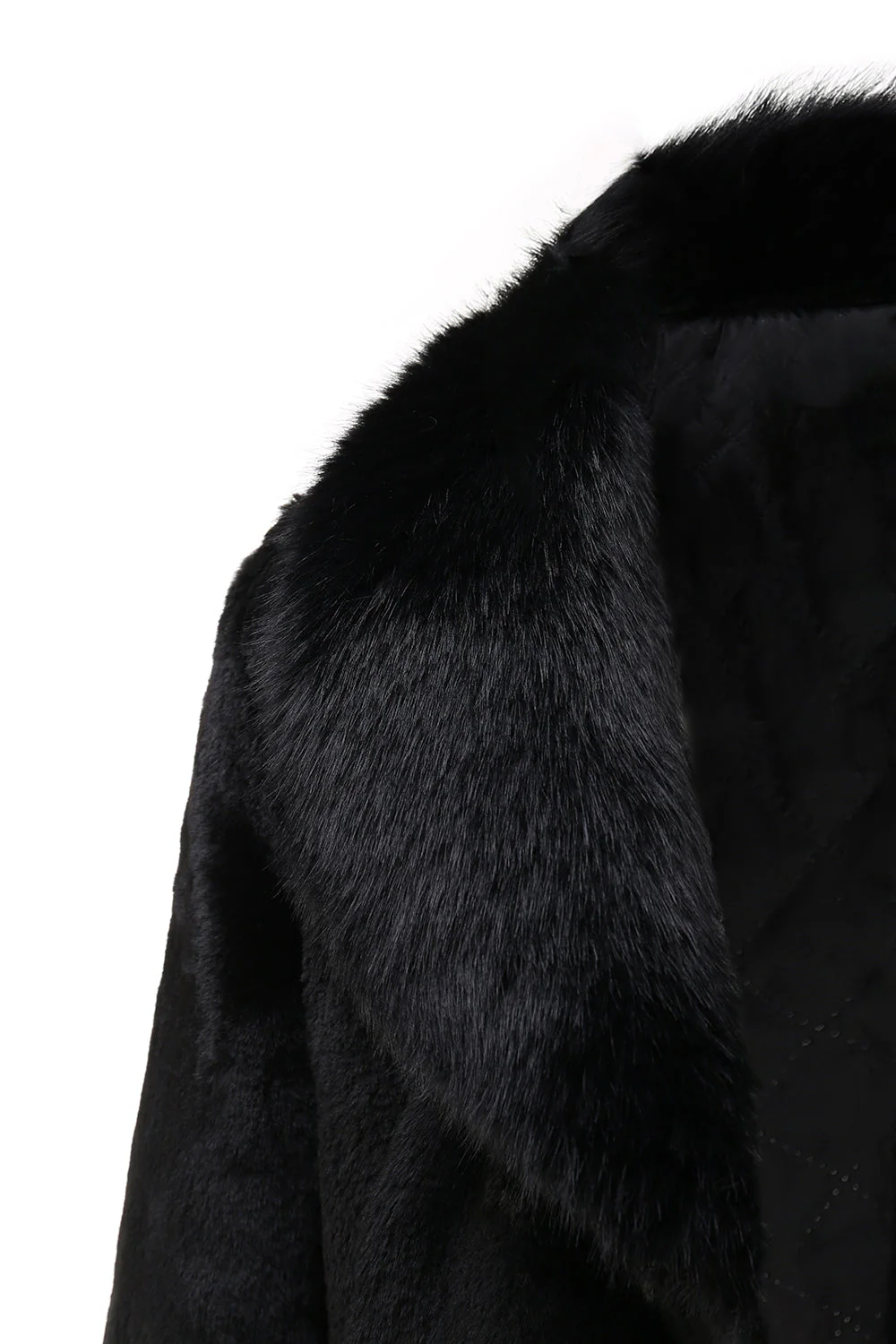 Black Men's Luxury Faux Fur Winter Long Coat - Image 4
