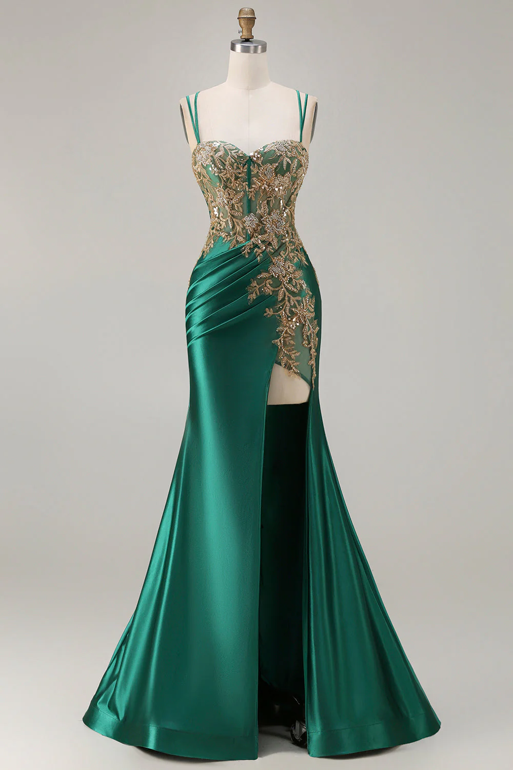 Black Mermaid Beaded Embroidered Sequin Long Plus Size Prom Dress with Slit - Image 8