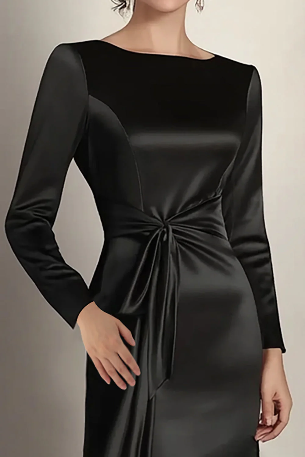 Black Mermaid Long Sleeves Satin Choir Dress - Image 3