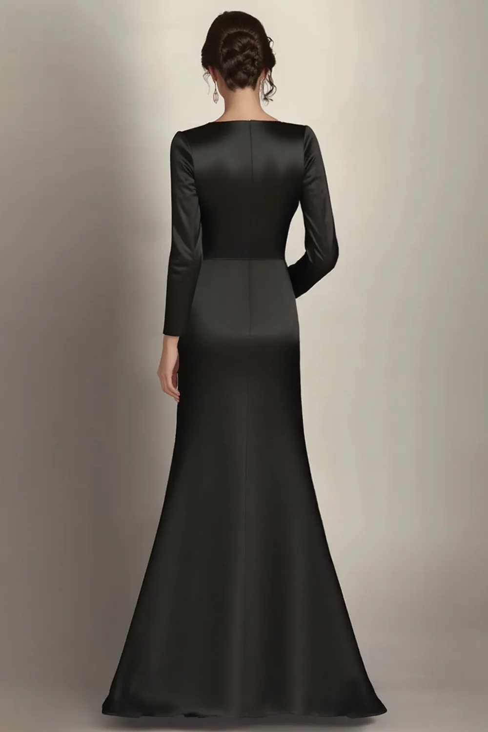 Black Mermaid Long Sleeves Satin Choir Dress - Image 4