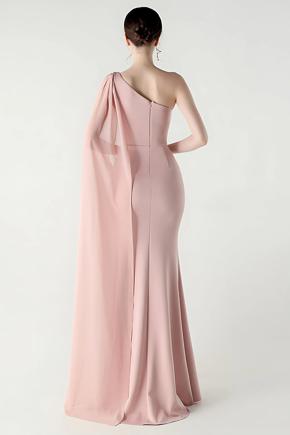 Black Mermaid One Shoulder Streamer Long Evening Dress with slit - Image 16