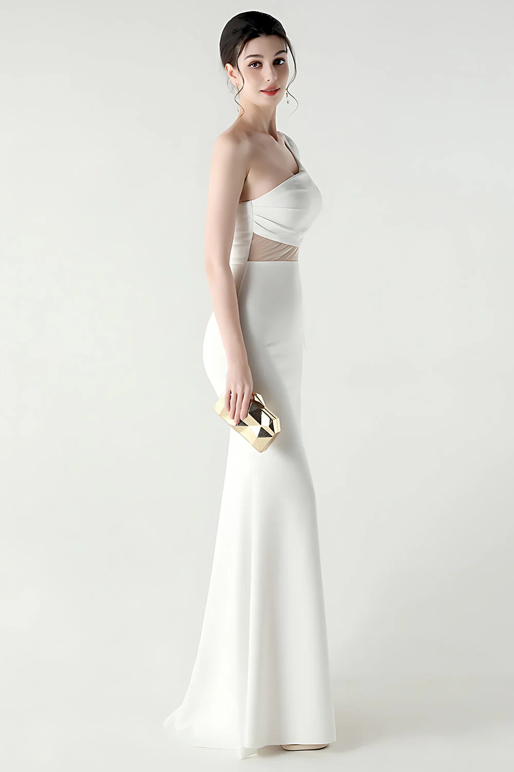 Black Mermaid One Shoulder Streamer Long Evening Dress with slit - Image 21