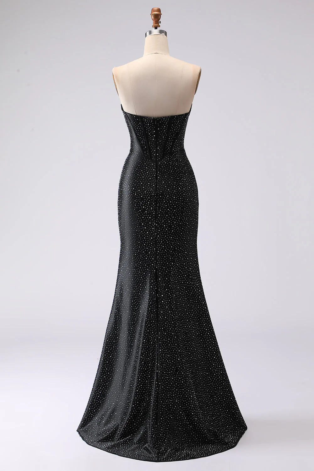 Black Mermaid Sweetheart Beaded Corset Long Prom Dress with Slit - Image 2