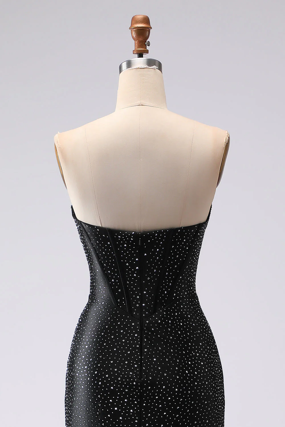 Black Mermaid Sweetheart Beaded Corset Long Prom Dress with Slit - Image 5