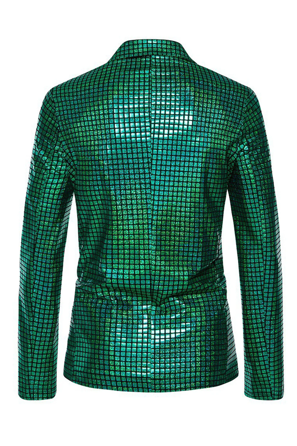 Black Metallic Grid Single Breasted Notched Lapel 2-Piece Men's Prom Suits - Image 14