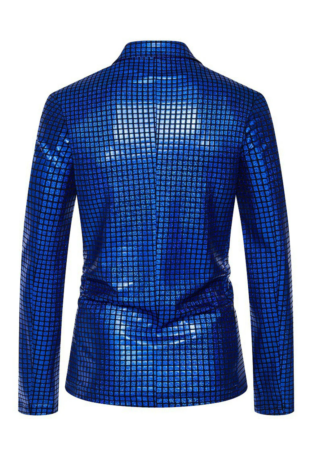 Black Metallic Grid Single Breasted Notched Lapel 2-Piece Men's Prom Suits - Image 20