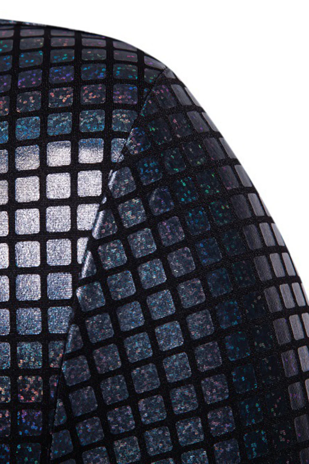 Black Metallic Grid Single Breasted Notched Lapel 2-Piece Men's Prom Suits - Image 4