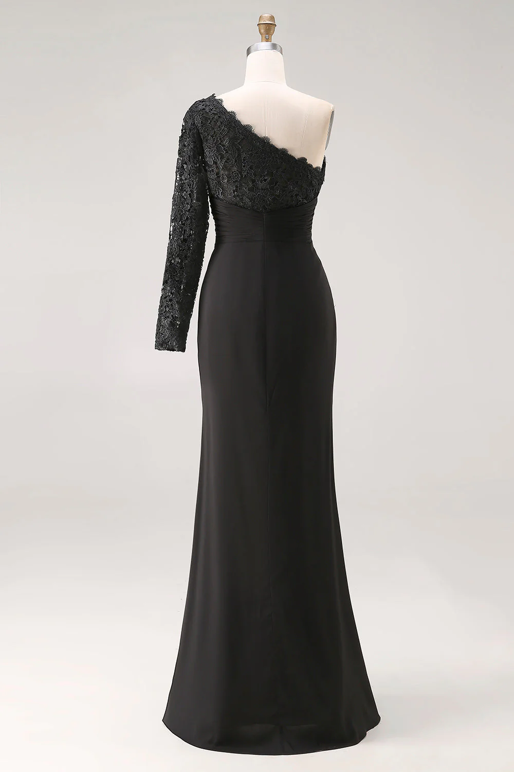 Black One Shoulder Mermaid Plus Size Mother Of The Bride Dress with Lace - Image 8