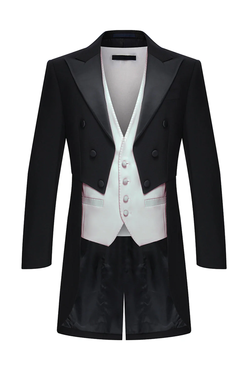 Black Peak Lapel Double Breasted Men's 3 Piece Tuxedo - Image 2