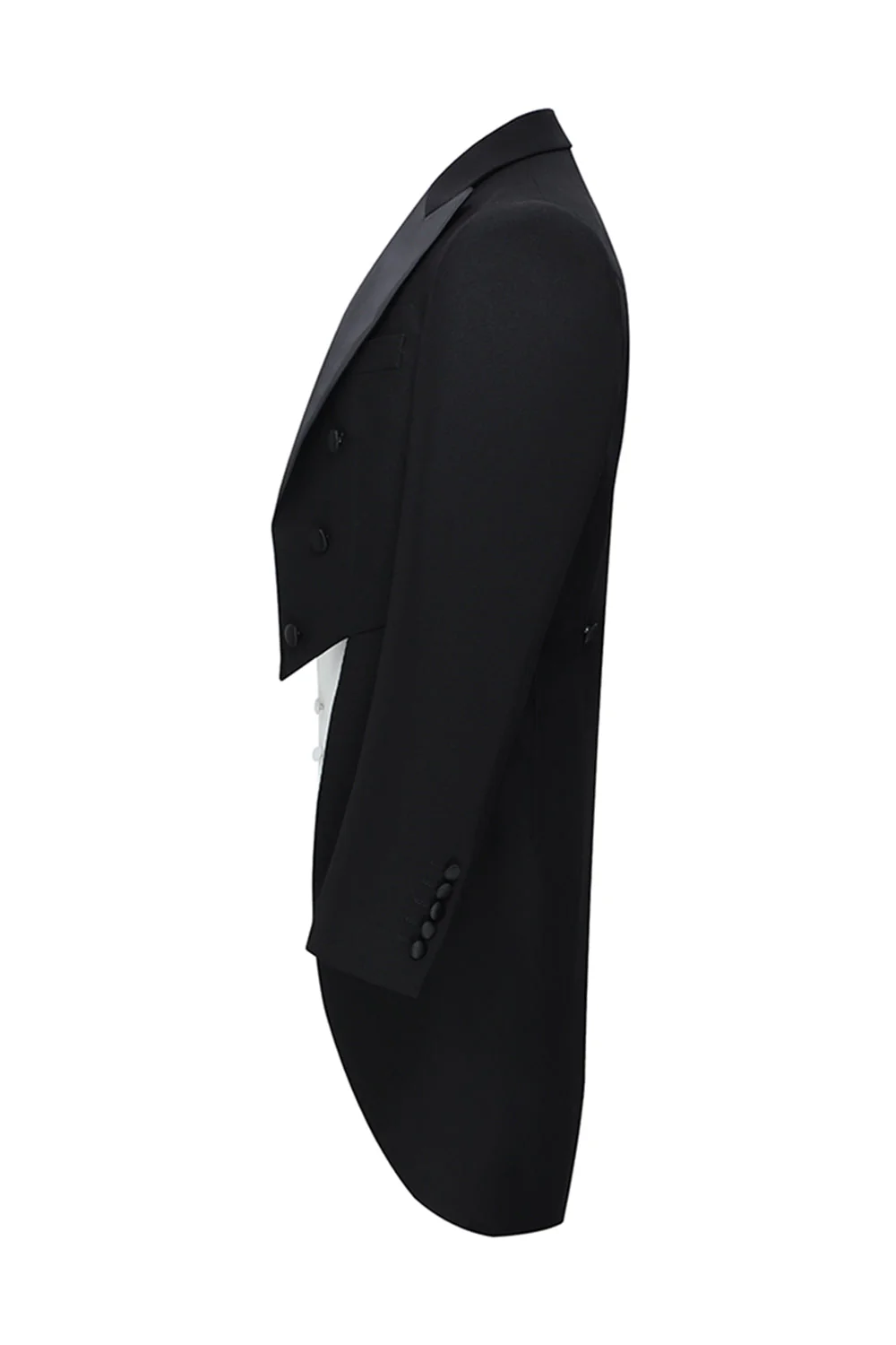Black Peak Lapel Double Breasted Men's 3 Piece Tuxedo - Image 4
