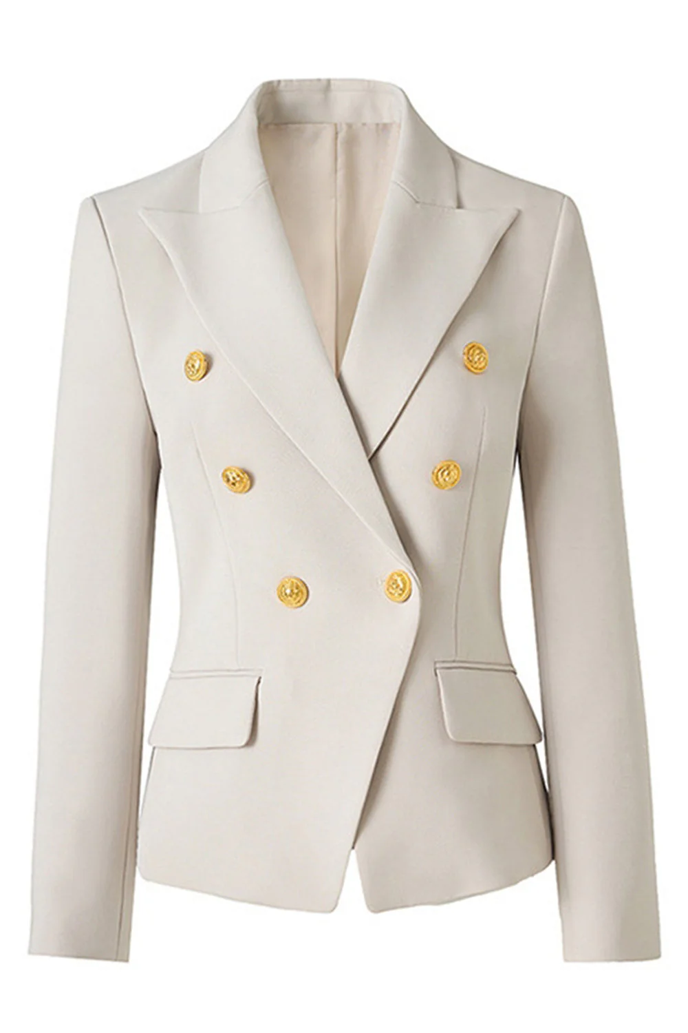 Black Peak Lapel Double Breasted Satin Women Blazer - Image 3