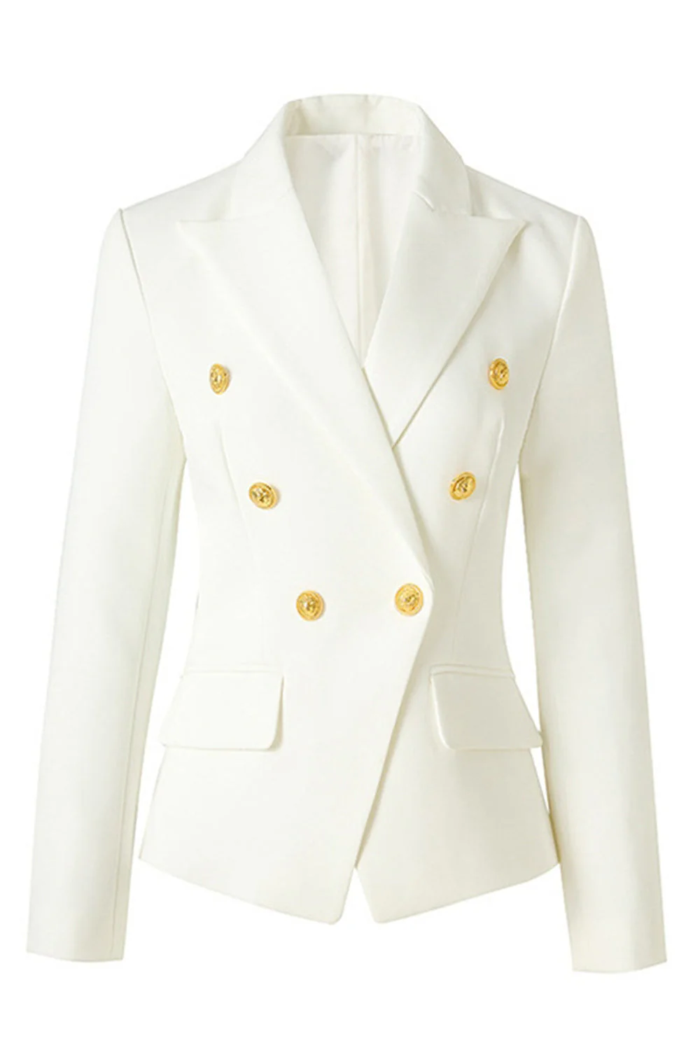 Black Peak Lapel Double Breasted Satin Women Blazer - Image 4