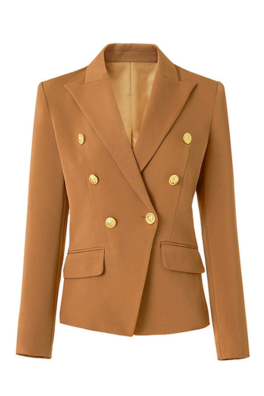 Black Peak Lapel Double Breasted Satin Women Blazer - Image 5