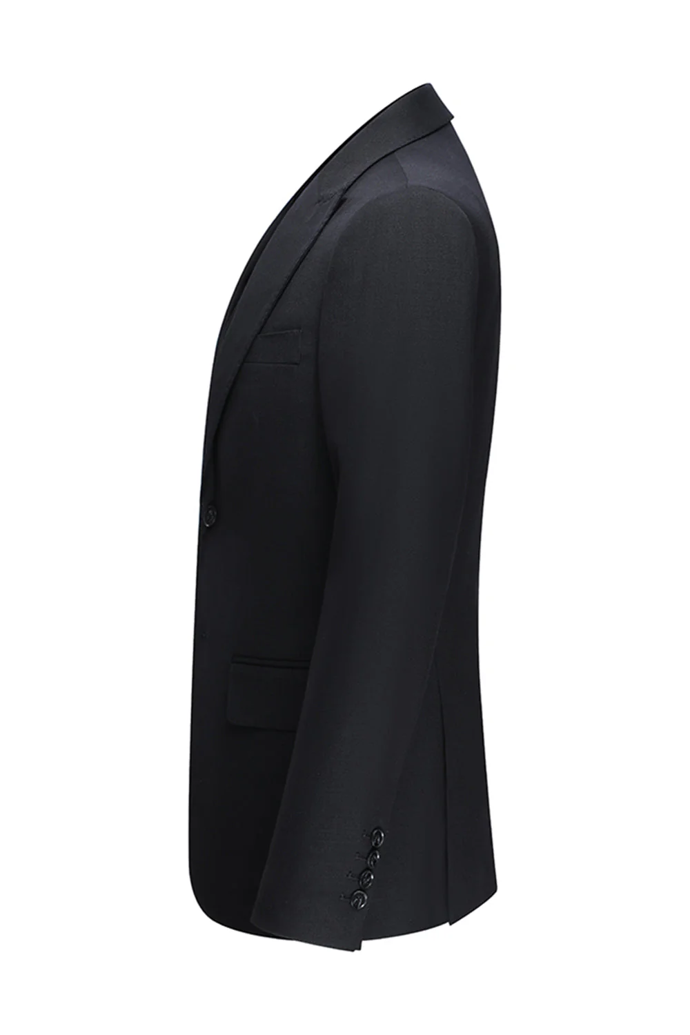 Black Peak Lapel Single Breasted 3 Piece Men's Suits - Image 4